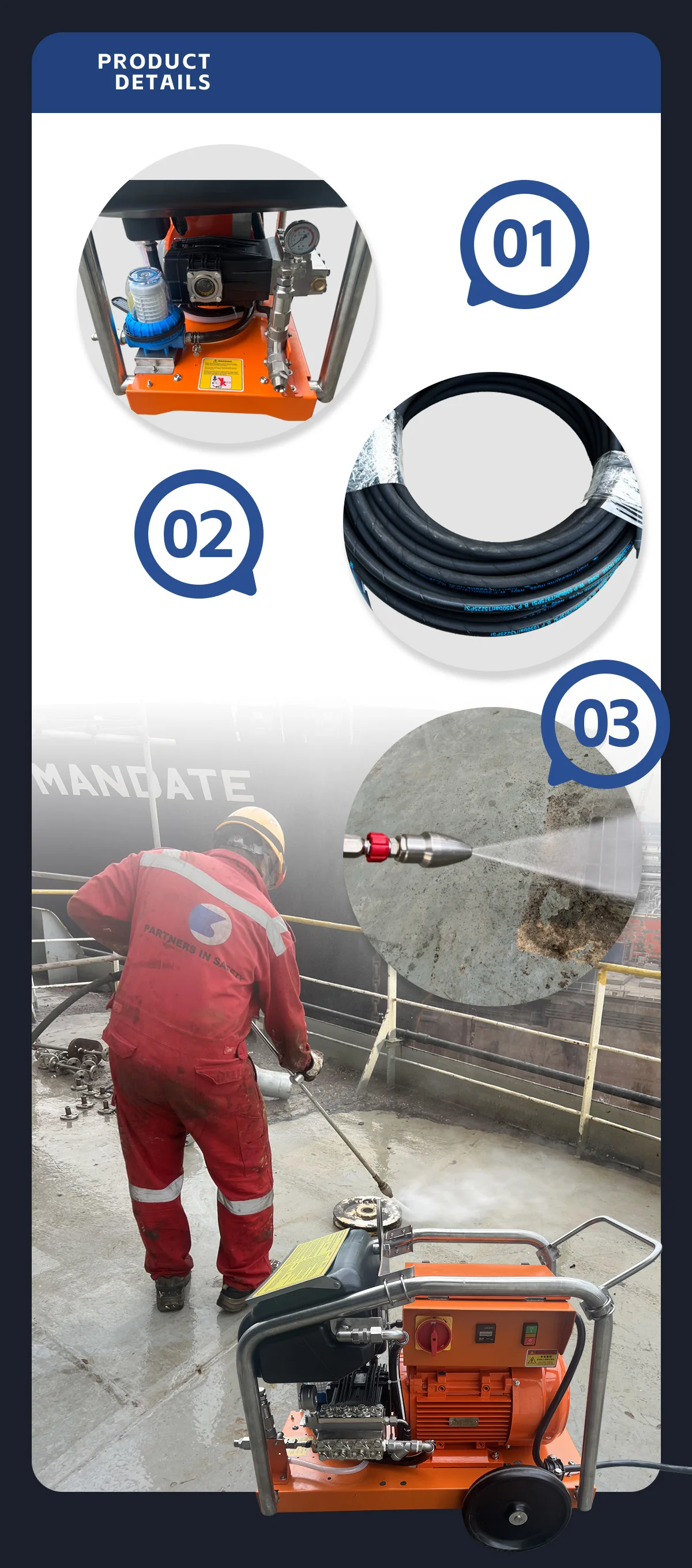 min ship deck cleaning building cleaning high pressure washer for rust removal and deburring-8