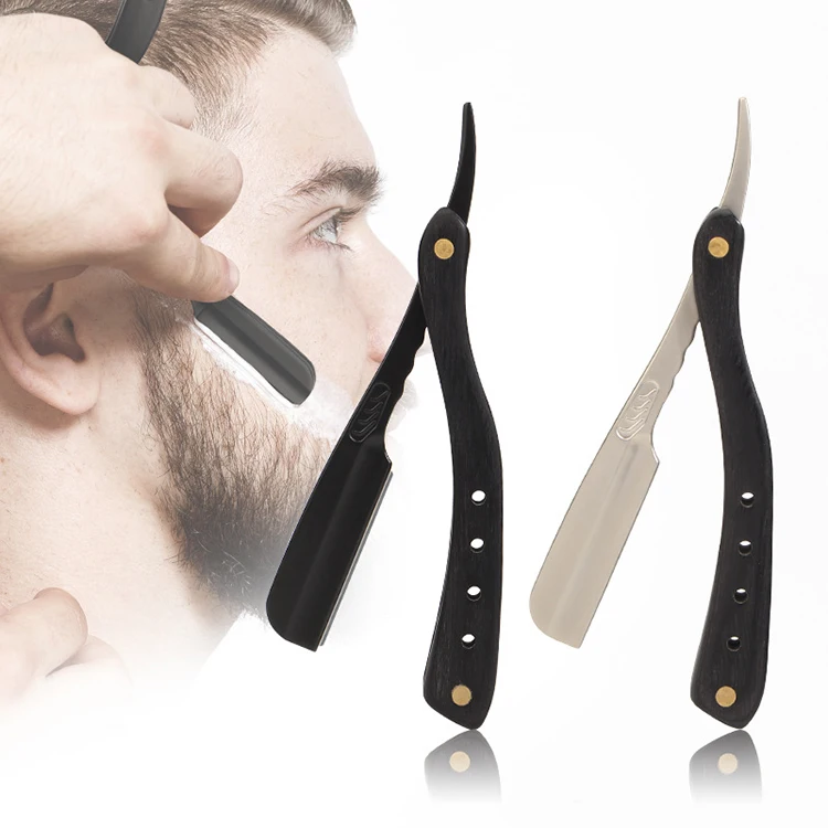 Factory Price Professional Barber Shaving Razors Single Blade Throat Beard Cutting Folding Knife Straight Shaver Blade For Men