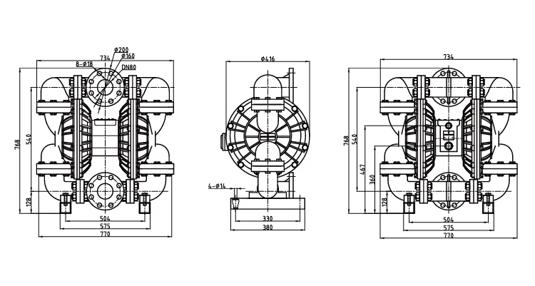 3-Inch Air-Driven Pneumatic Diaphragm Pump with 270gpm Max Flow and 1 Year Warranty for Industrial Applications