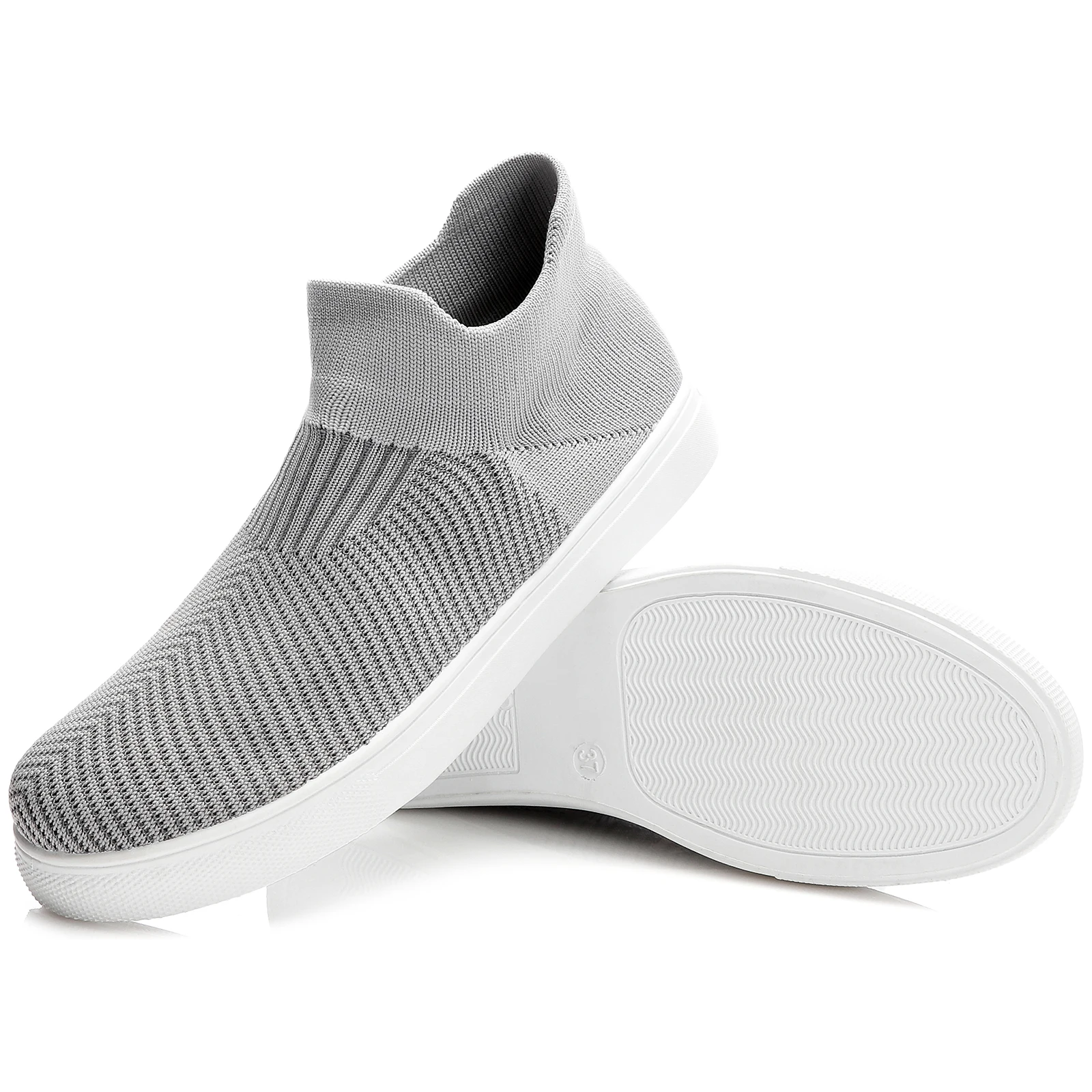 Wholesale Fly Flexible Knit Lightweight High Top Sneakers Mesh Upper Elastic Slip On Sneaker Shoes