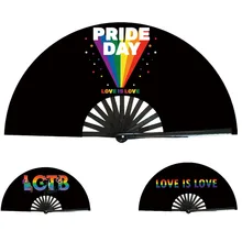 BSBH Customized Rainbow Sublimation Hand Fan Blank Bamboo Hand Fan Folding Rave Hand Fans Custom Printed Folding As Gifts