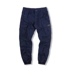 Pants Vintage Washed Pure Cotton Mens Pants Multi-pocket Loose Casual Bunched Cargo Pants For Men