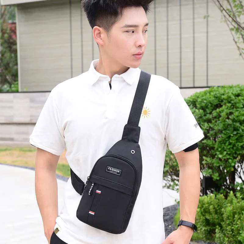 2024 Men's Chest Bag New  Waist Bag Leisure Small Backpack Sports Trend Solid Color Single Shoulder Messenger Bag