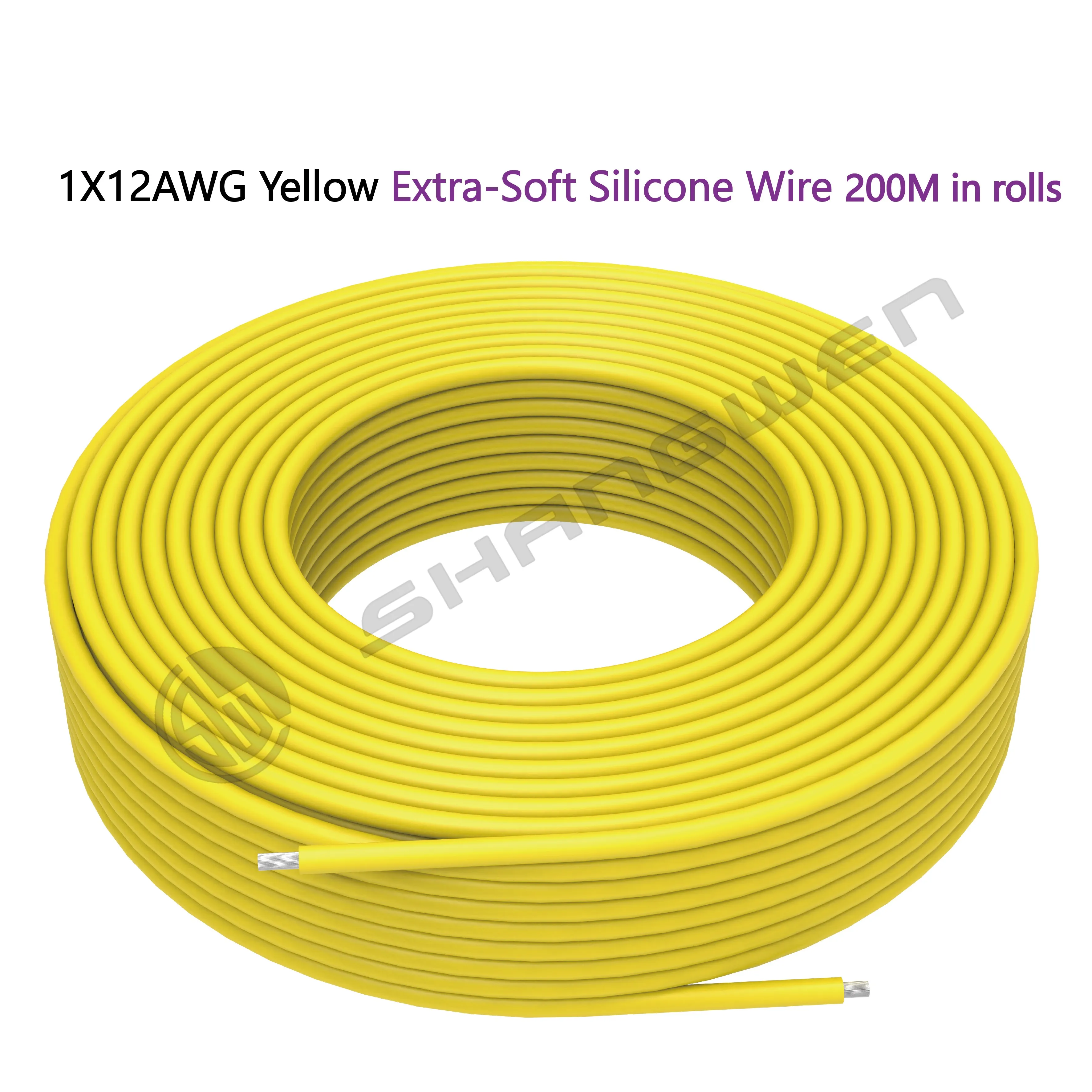 Power Cord Silicone Wire 12 Gauge Wire Flexible Silicone Wire Yellow Stranded Copper Electric Wire 12 AWG Stranded Copper Wire