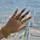 2021 Hot Selling Amercian Chic Style Minimalist Stackable Chunky Alloy 18K Gold Rings