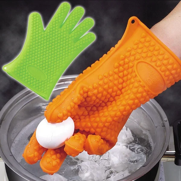 Food Grade Cooking Heat Resistant Silicone Fabric Oven Mitt Kitchen Baking Gloves manufacture