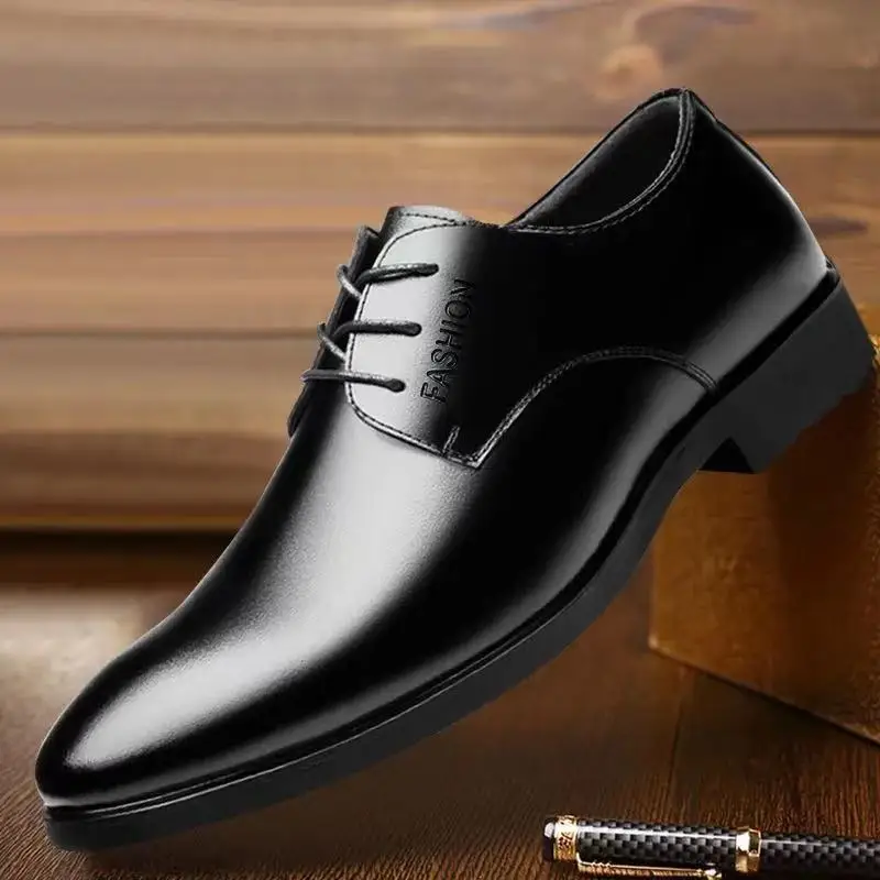 Spring New Style Male Shoes Breathable Casual Men's Business Dress Leather Shoes 2024 Hot Sale Fashion Wedding Shoe Box PVC EVA