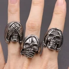 Diamond Available In Stock Skull Theme Skull Emoji Pack Stainless Steel Nail Hip Hop Diamond Ring Jewelry