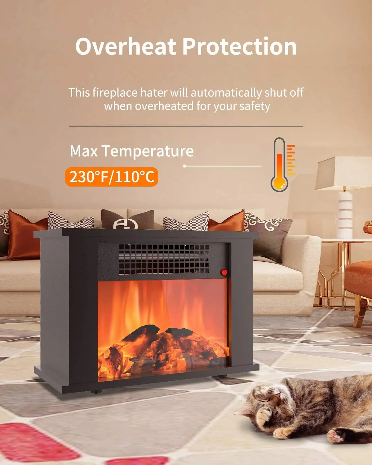 Flame Effect Electric Fireplace, 1000W, 110-240V - detail 16