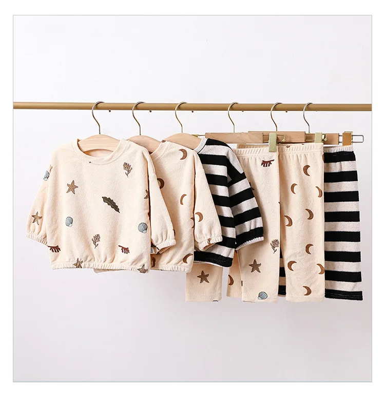 INS autumn winter newborn baby clothing sets stripe printing two-piece infant boys girls casual new born baby clothes