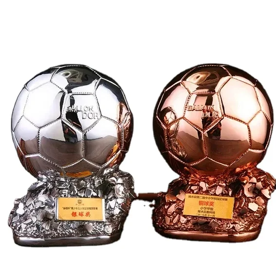 Custom Sport Trophy Customized Soccer Game Mementos Resin  and awards Football Ballon D'or Awards Trophy
