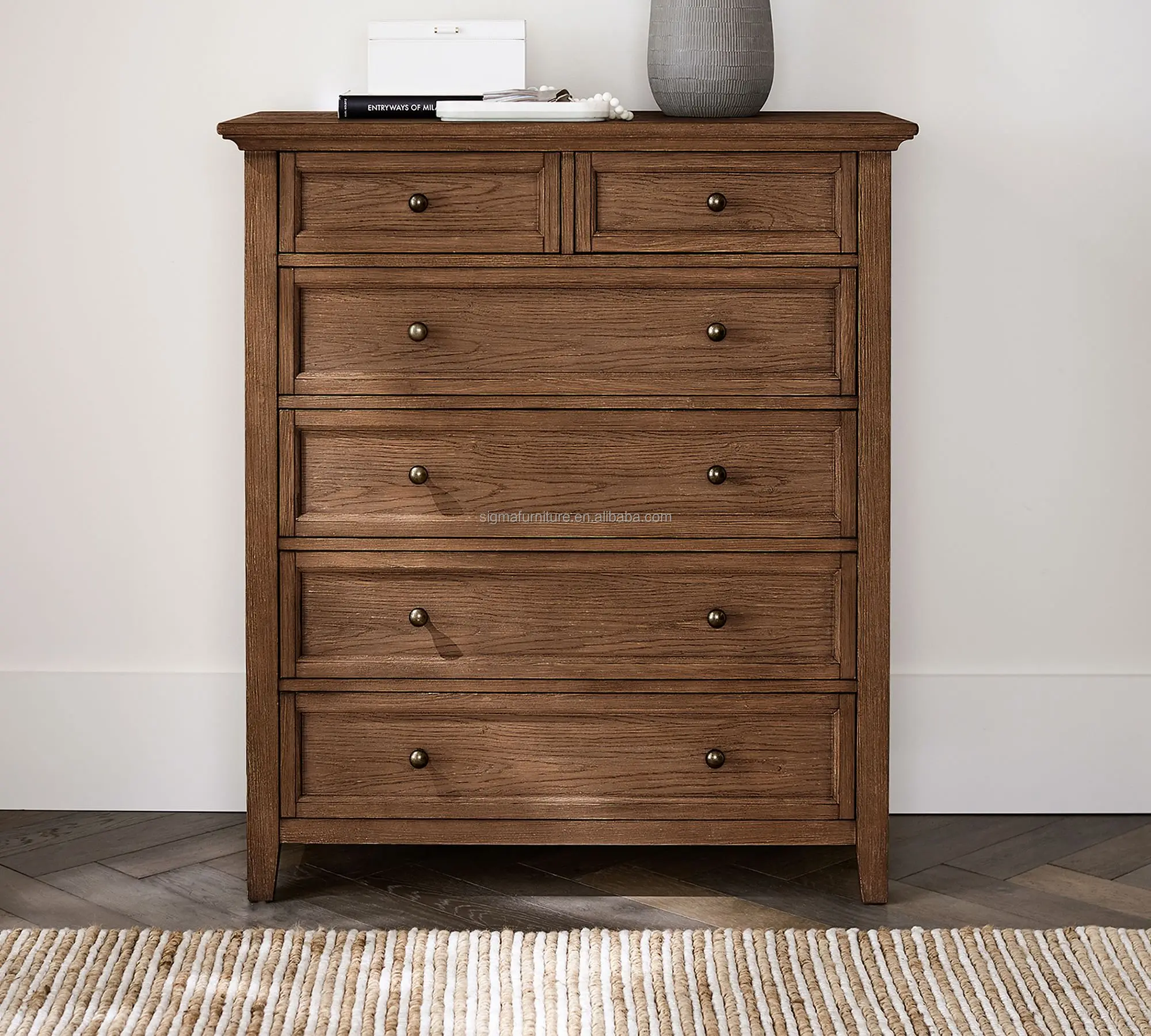 dresser set bedroom furniture oak 6-drawer tall dresser
