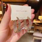 Earrings 2020 Fashion Bling Bling Big Hollow Round Circle Crystal Earrings For Girls Party