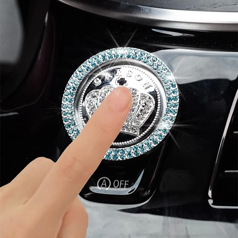 Car Ignition Start Button Cover Crystal Rhinestone Ring Car Rhinestone