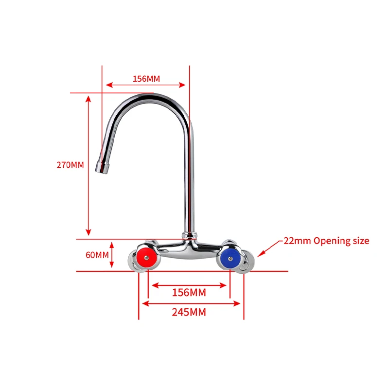 Modern Wall Mounted Kitchen Faucet Dual Switching Handle & Flexible Spout Brass Material Valve Core Basin Faucets supplier