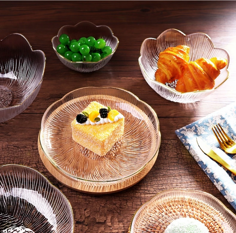 Wholesale 1200ml French Style Flower Shape Glass Bowl Dinner Bowl Fruit Vegetable Salad Muti-function Bowl