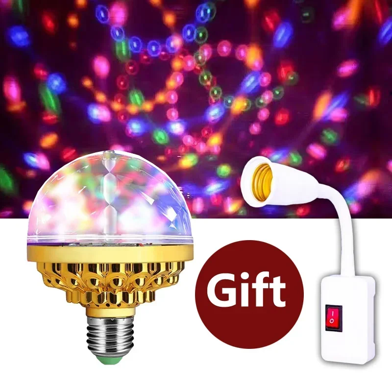 Colorful E27 Rotating Atmosphere 360 Magic Ball Bulb Stage Effect LED Lamp Night Light For DJ Disco KTV Dance Party