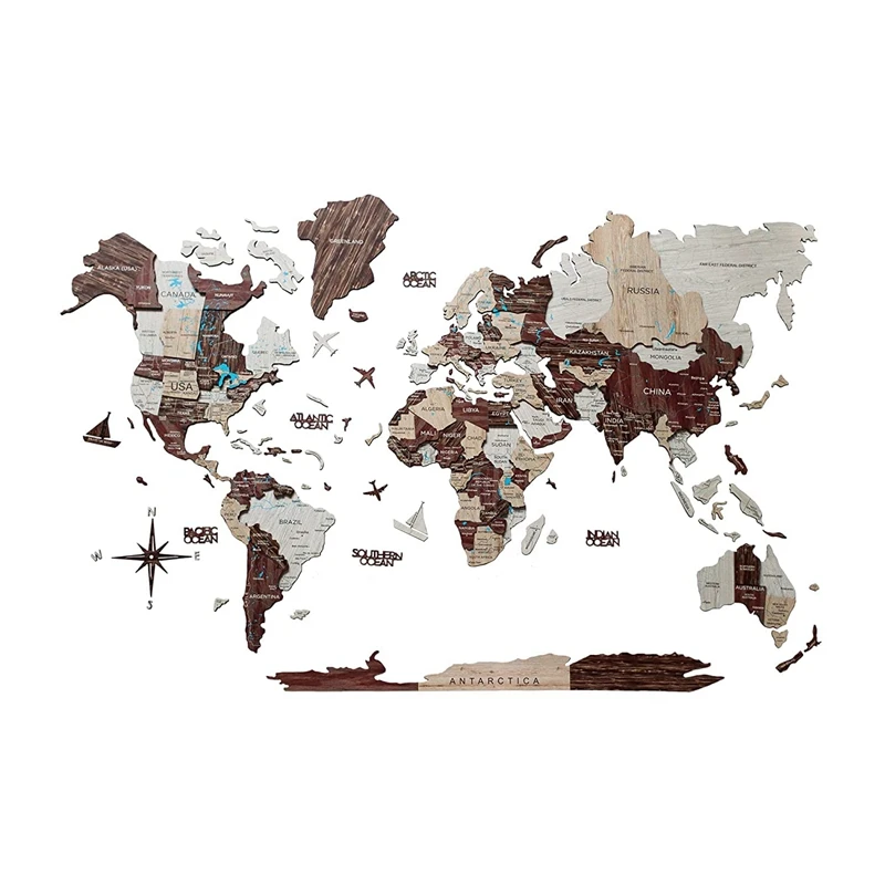 Large Decorate Map 3d Wood World Map Wall World Travel Map Laser Cuted