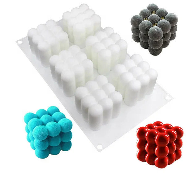 Mousse Cake Mold Hot Selling 3d Magic Square 6 Cavities Cake Tools Silicone Candle Molds For Candle Making
