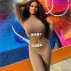 Top CUVWON Fashion Print 2 Piece Sets Women Active Wear Crop Top And Leggings Matching Set Ladies Yoga Set