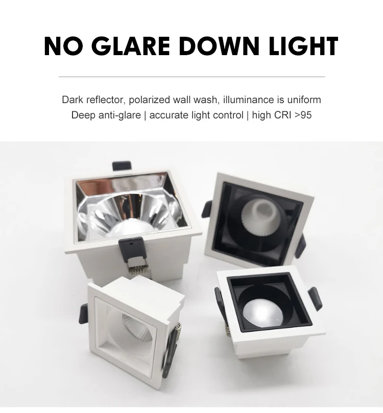 lc10226 home square spotlight grille indoor under lighting embedded hotel restaurant anti glare led cob downlight-0