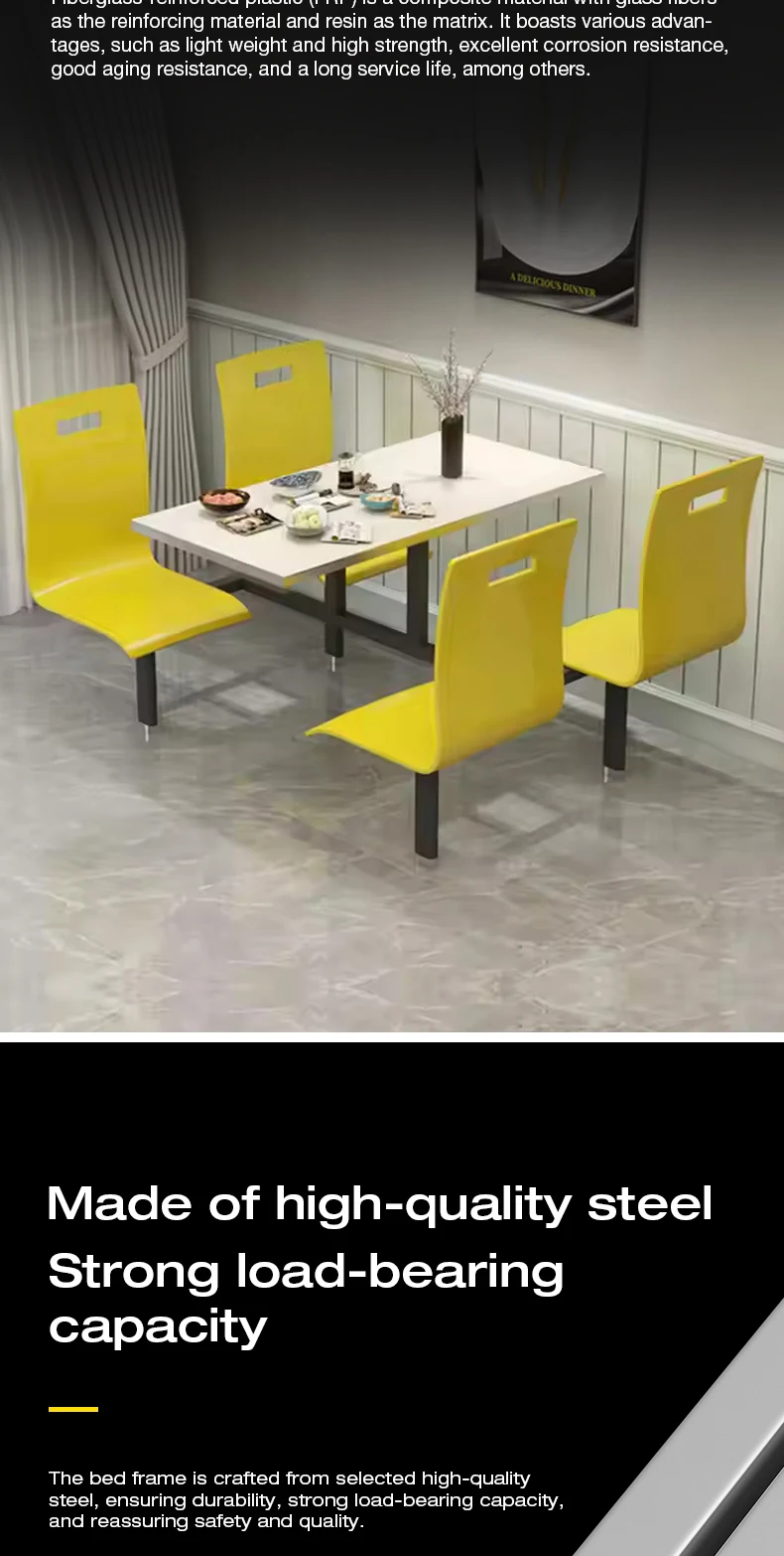 product 4 person modern canteen dining table chair set restaurant furniture panel living room hotel commercial use-3