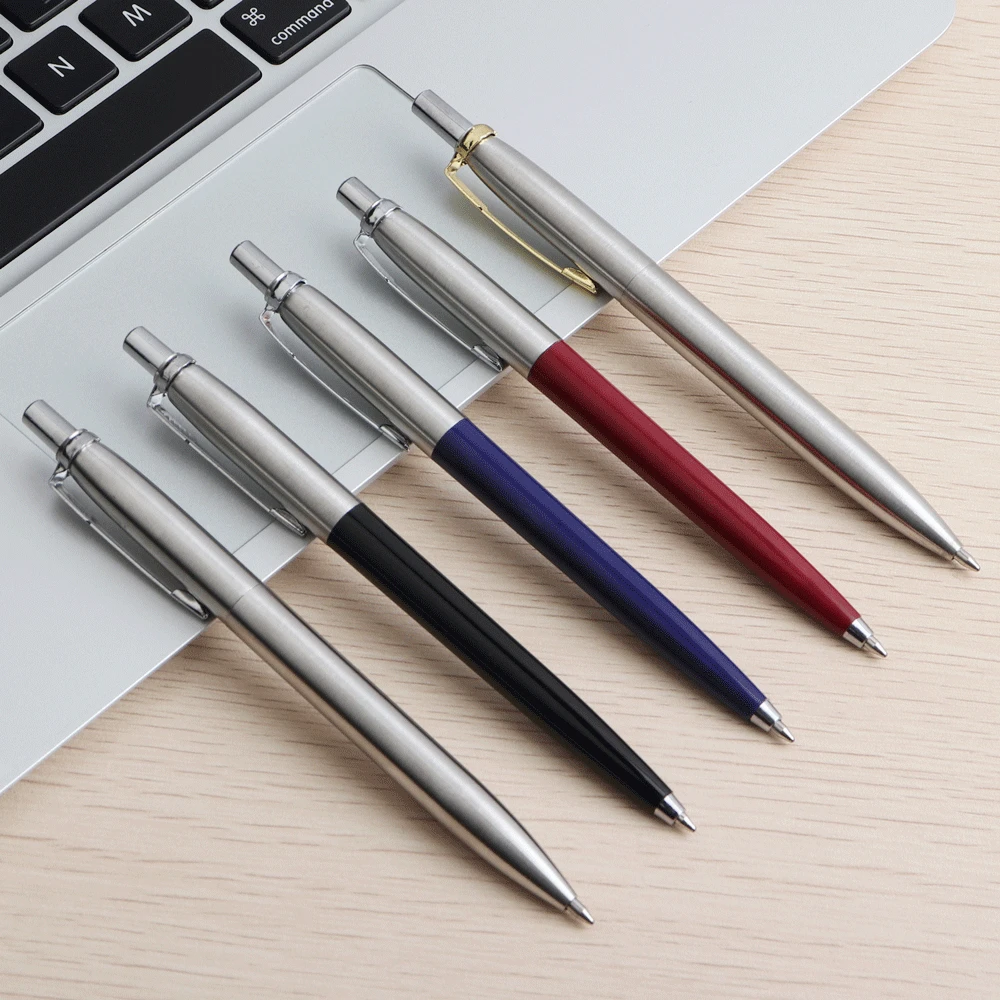Press Style Metal Ballpoint Pen for School Office Writing Metal Pen Holder Comfortable To Grip Fluent Writing Business Pens