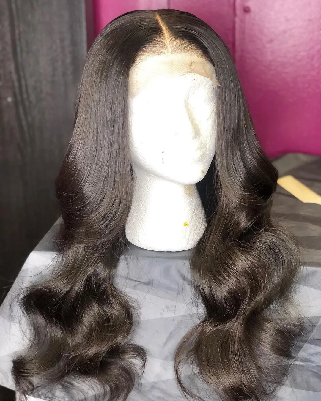 lace front wig on bald head