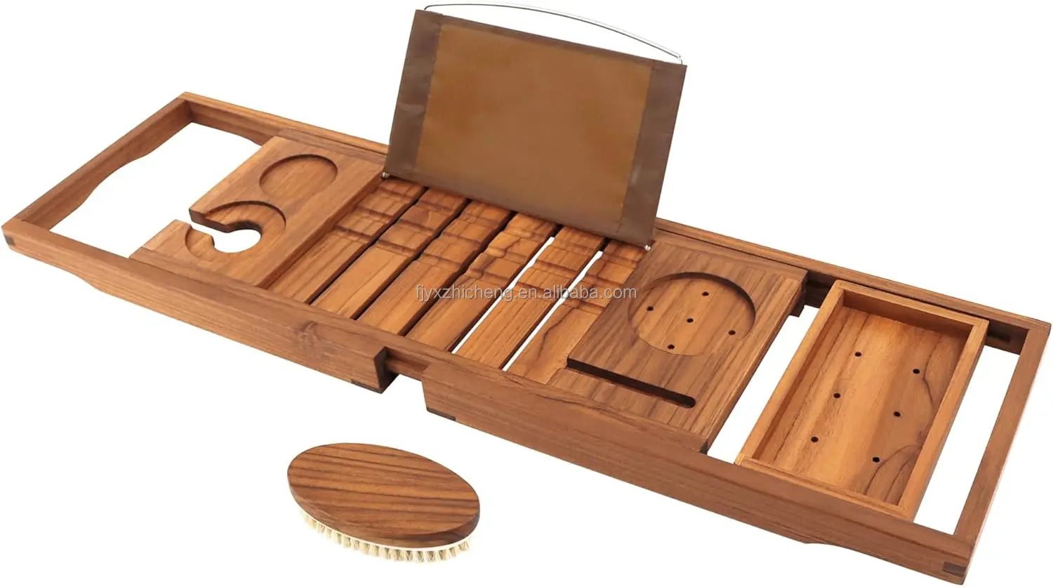 product premium teak bathtub tray expandable wooden bath tray for tub luxury bathtub bathroom accessories-0