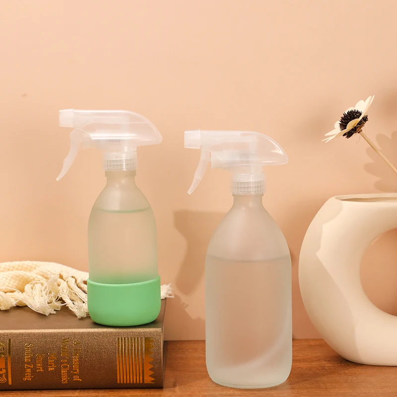 Frosted Empty Soap Cleaning Water Container Round 300/500ml Round Hand Wash Liquid Dispenser Glass Bottle with Plastic Pump