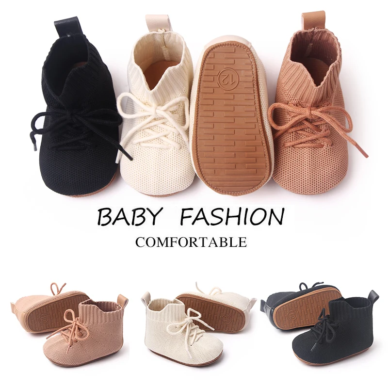 Spring Baby Flying Woven Shoes Breathable High Top Soft Soles Non-slip Baby Walking Shoes details