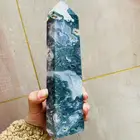 Moss Agate Natural Crystal High Quality Hand Carving Crystal Moss Agate Tower And Sphere For Gifts