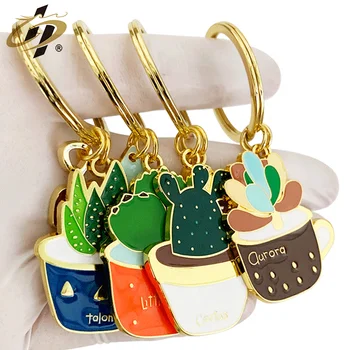 Cheap Llavero Custom Metal Key Chain Cute Gold Plated Plants Keychain Key Chains Keyring Soft Enamel Key Rings with Logo