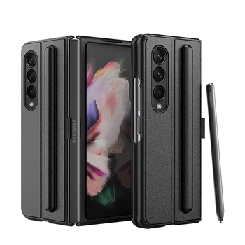 for samsung z fold 4 folding phone cover carbon fiber leather S Pen slot shockproof phone case for samsung galaxy z fold 4
