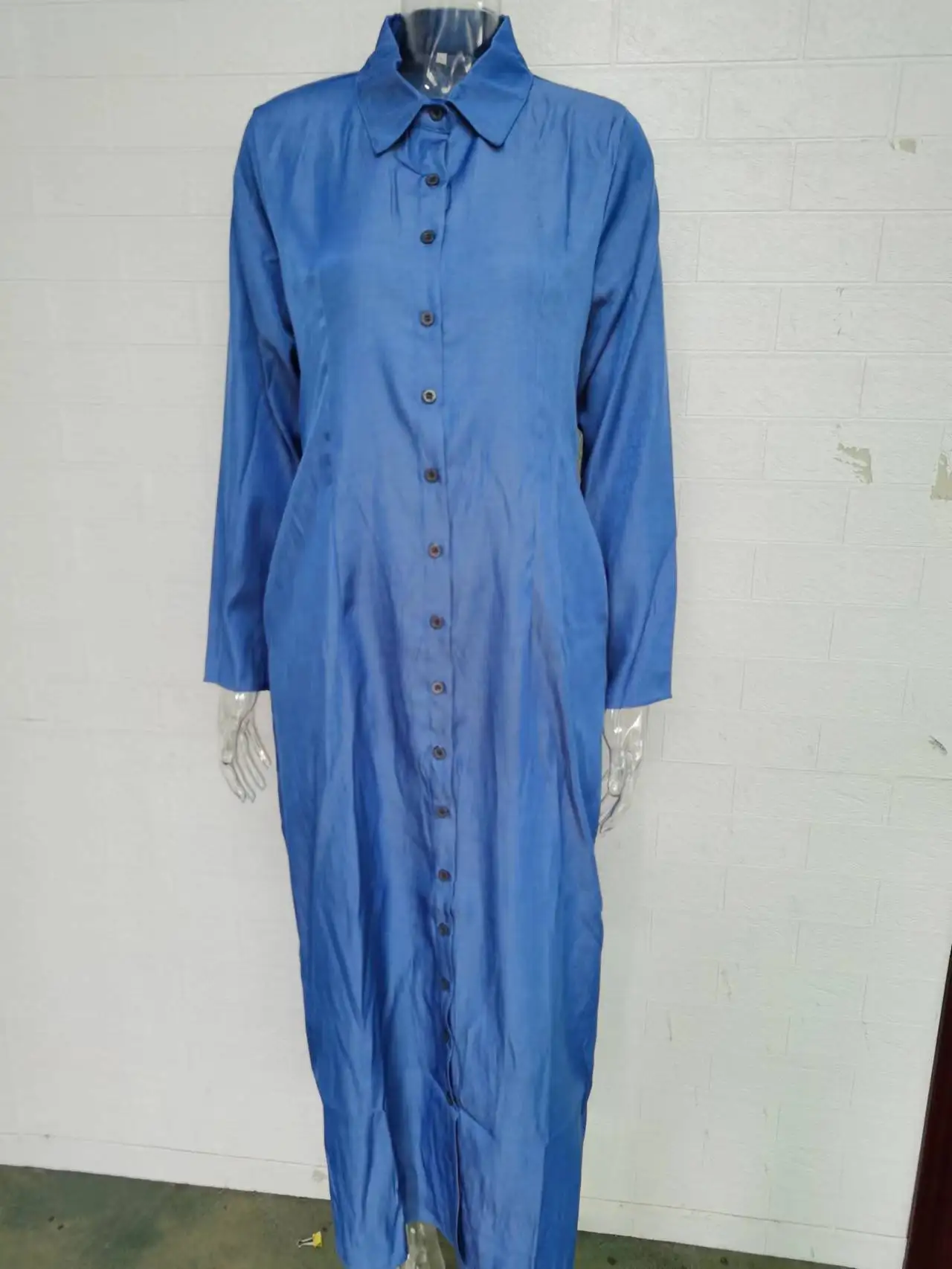 Woman Plus Size Autumn New Casual Long Denim Dress Women's Fashion Solid New Lapel Pocket Button Shirt Dresses supplier