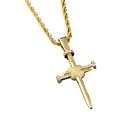 Copper Zircon Zircon Hip Hop Copper Zircon 18K Gold Plated Nail Cross Pendant Necklace Jewelry