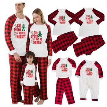 Custom christmas pajamas blank white and red plaid xmas christmas pyjamas pjs set family matching christmas pajamas family