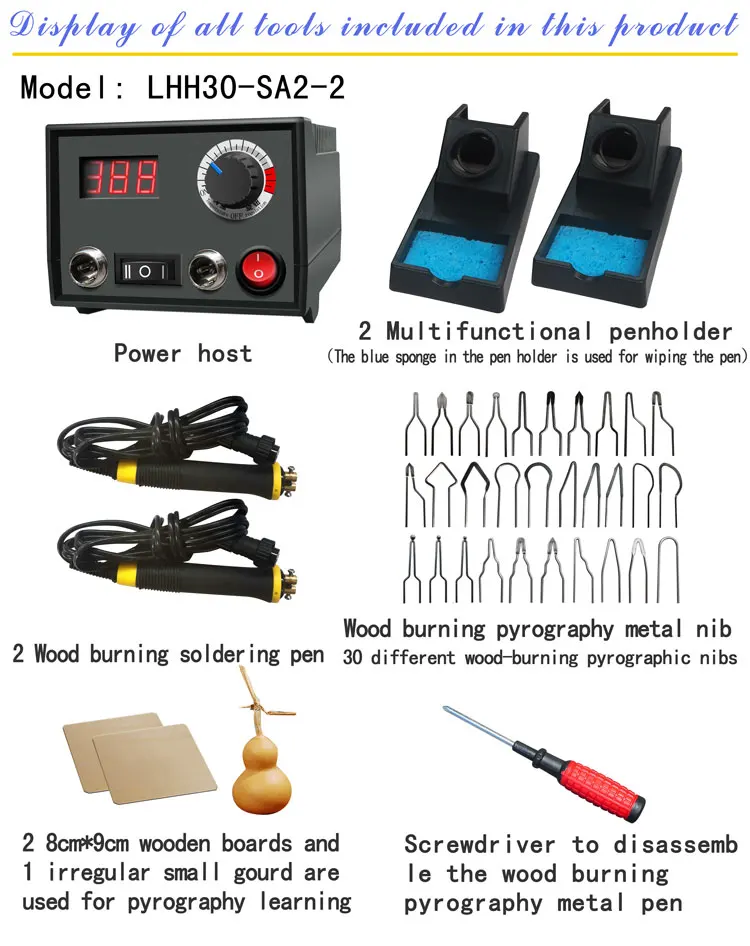 Adjustable Temperature Digital Display Gourd Pyrograph Tool Wood