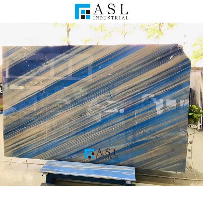 Luxury marble sodalite dark blue quartzite and illusion blue quartzite extreme ocean blue white blue vein floor tiles