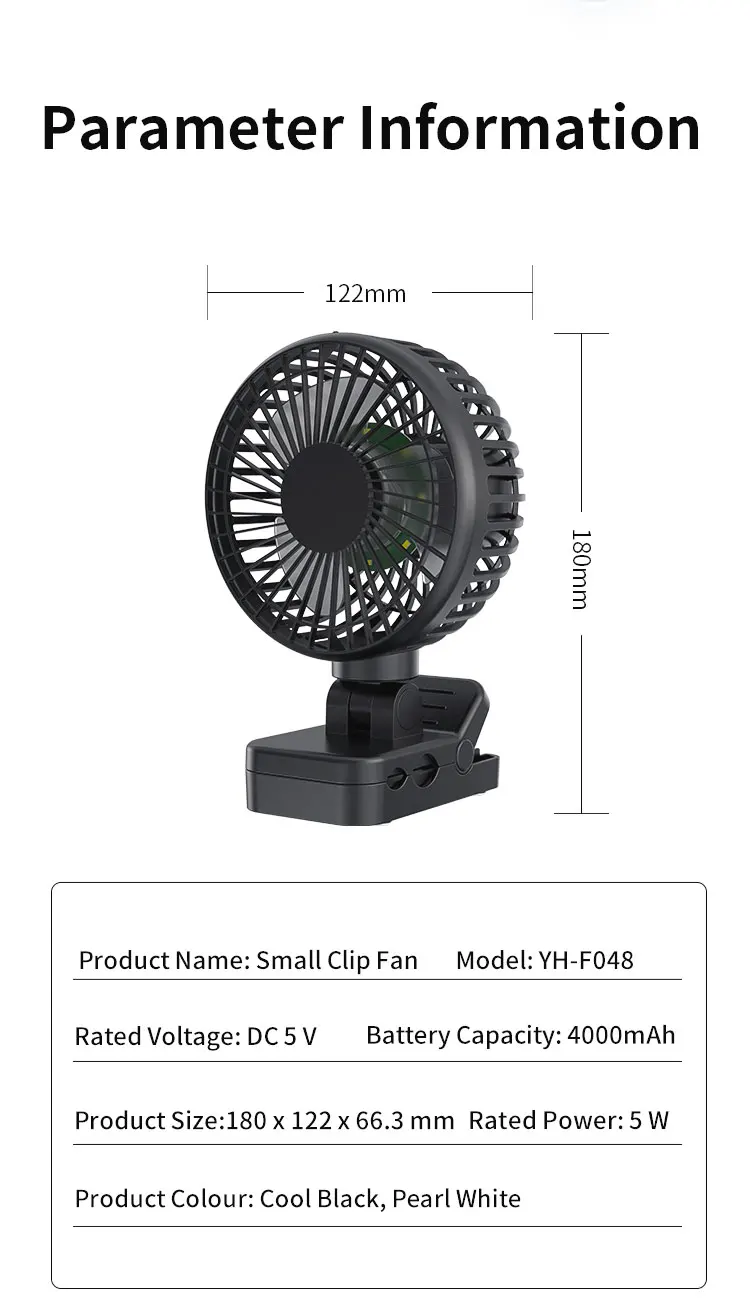 Table Fan, 4000mAh, USB, Portable - detail 16