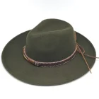 MIO 2021 Fashion Winter Hats Warm Felt Hats Fedora Hat With Leather Band For Ladies