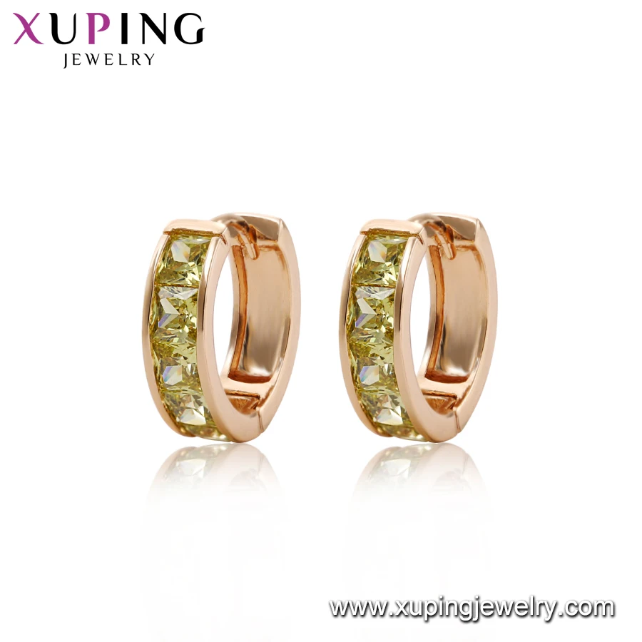 29255 Xuping fashion 18k gold plated hoop earrings bijouterie for ladies luxury crystal huggies earrings women