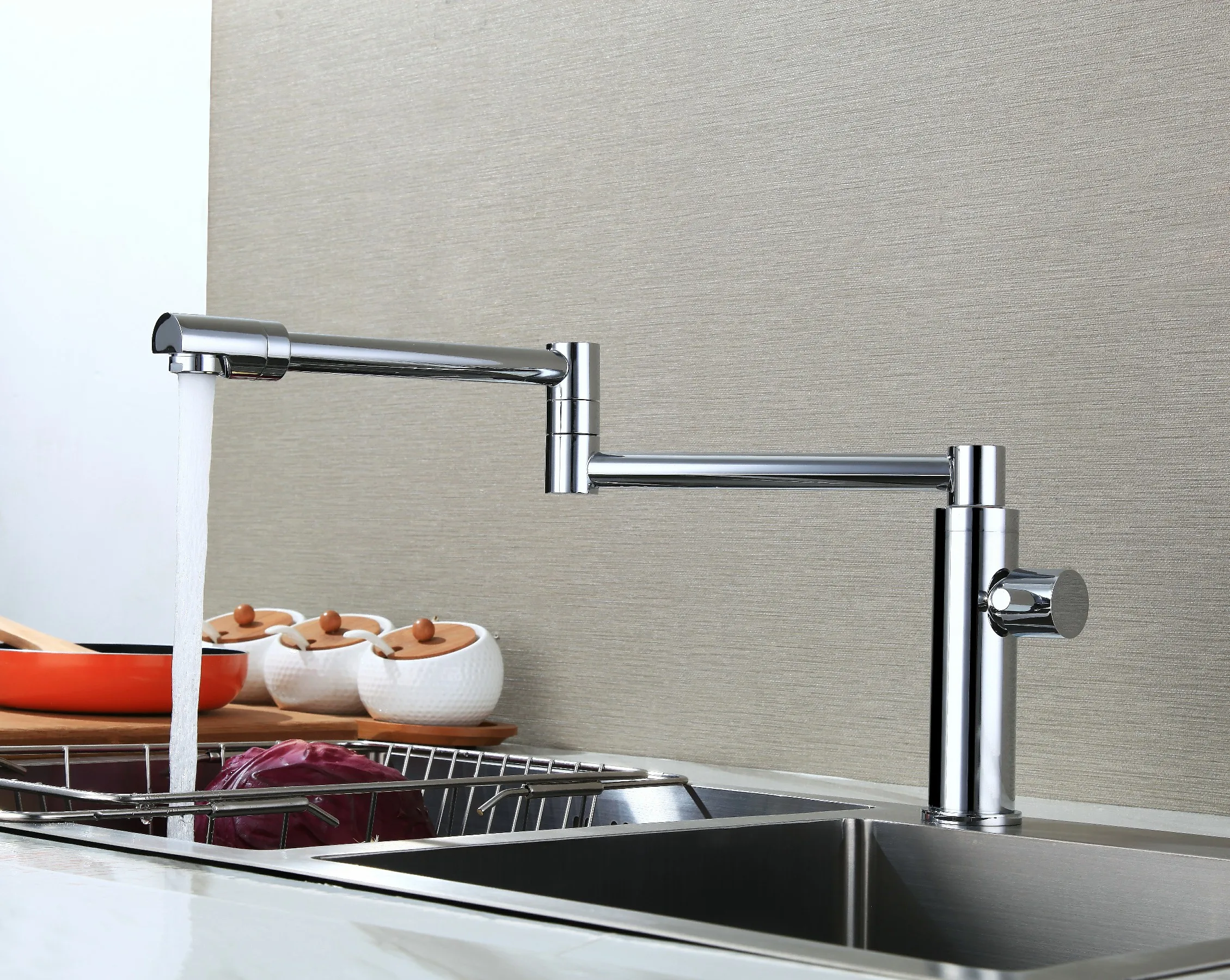 Contemporary style brass pull out folding Single handle Sink Faucet water purifier kitchen faucet