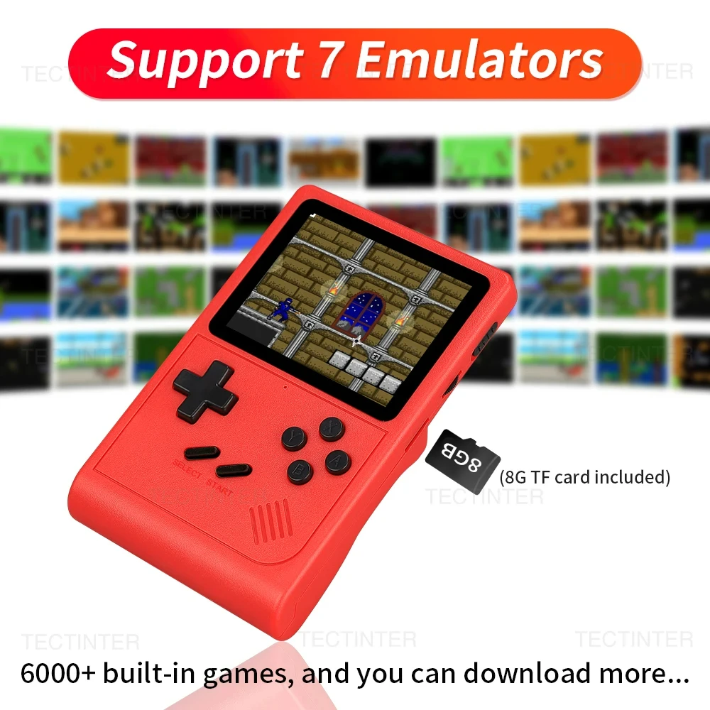 GB300 Portable Handheld Game Player 3.0 inch Screen TV Video Game Console AV Output Built-in 8G 6000+ Games