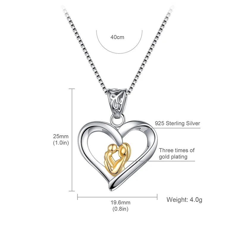 mother's day 2021 mom son heart pendant necklace 925 sterling silver dia de la madre gift for mom