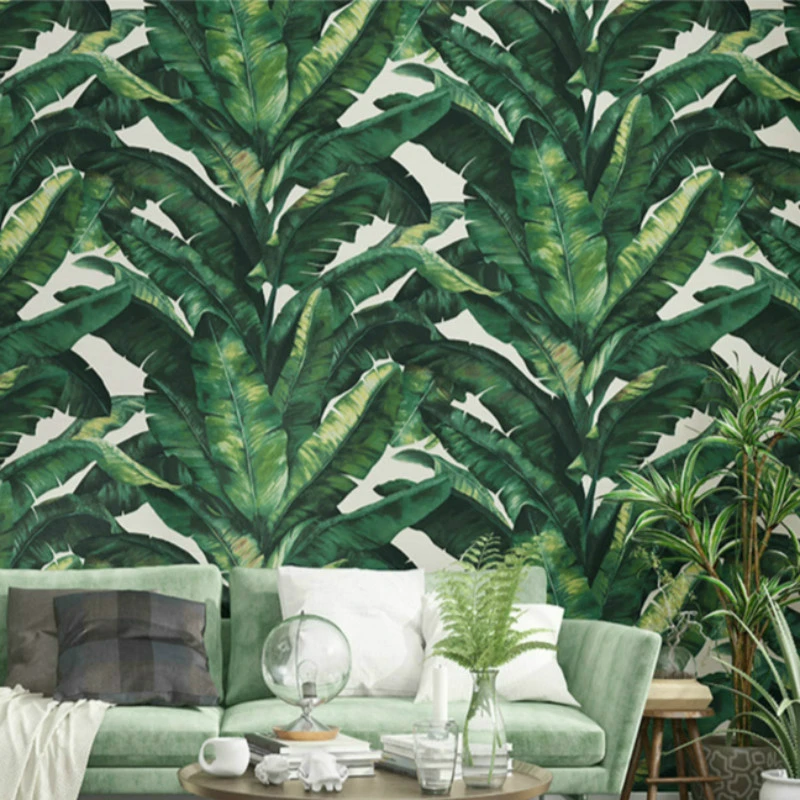 Southeast Asian Rainforest Wallpaper 3d Green And Gold Living Room Background  Leaf Pattern Wallpaper - Buy Hotel Room Wallpaper,3d Design Wallpaper,Leaf  Pattern Wallpaper Product on 