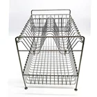 Holder Kitchen Countertop 2 Tier Gun Metal Drying Plate Dish Drainer Rack Storage With Utensil Holder