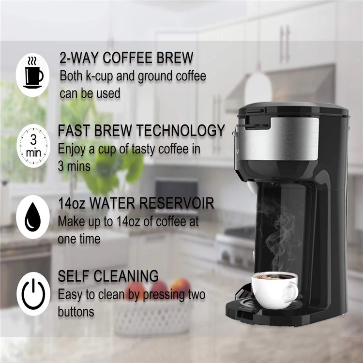 Stainless Steel Coffee Maker Machine Compatible with K-Cup Pod Coffee Maker 3-in-1 Single Serve Coffee Maker
