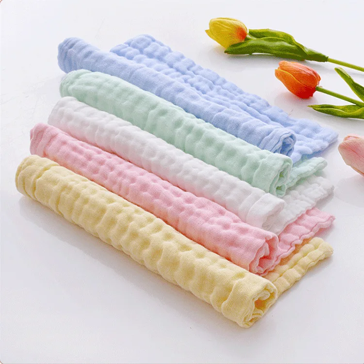 Absorbent Baby Cotton Towel Washcloths 6 Layer Burp Cloth Muslin Face Cloth 5pack Baby Washcloth Set