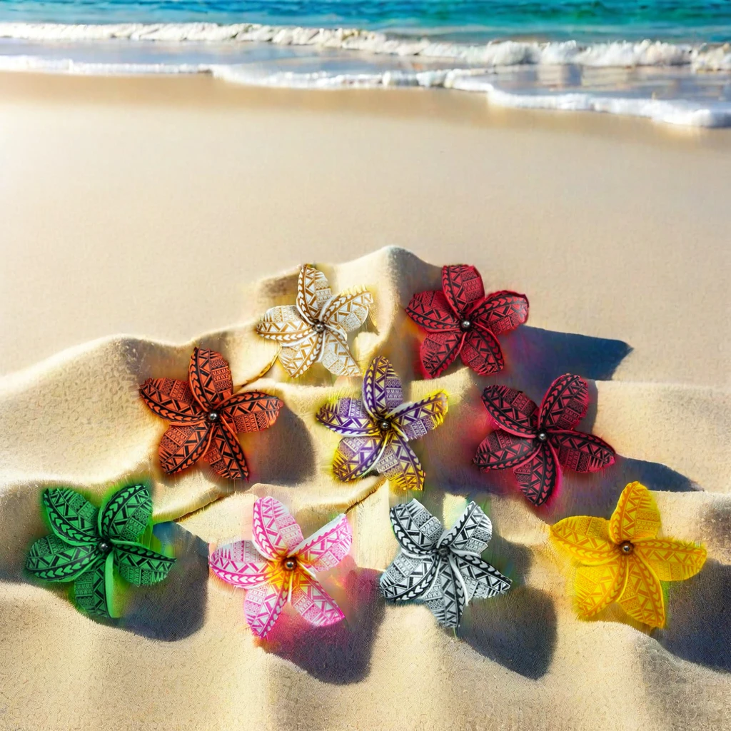 Printed EVA Foam Artificial Plumeria Hair Pick Island Hawaii Frangipani Ear Pick Flower